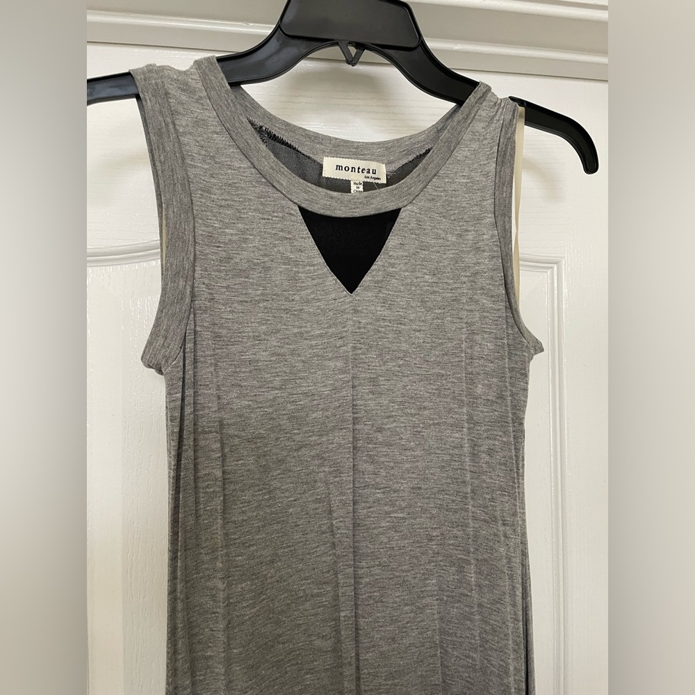 Monteau LA midi grey dress with black mesh inserts size Small NWT ๐Host Pick x2๐ - Picture 5 of 9